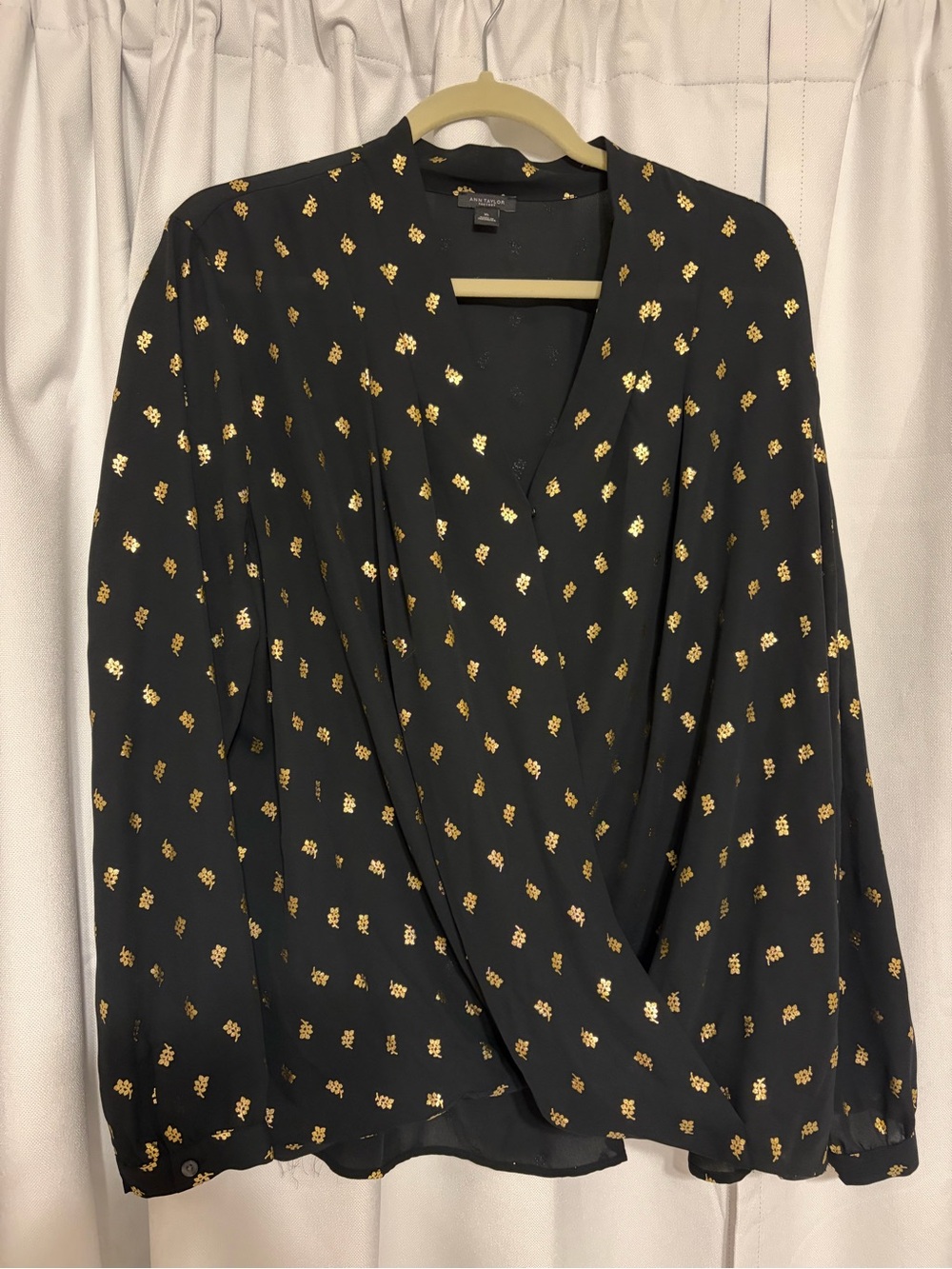 Ann Taylor Black Blazer with Gold Foil Accent